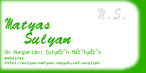 matyas sulyan business card